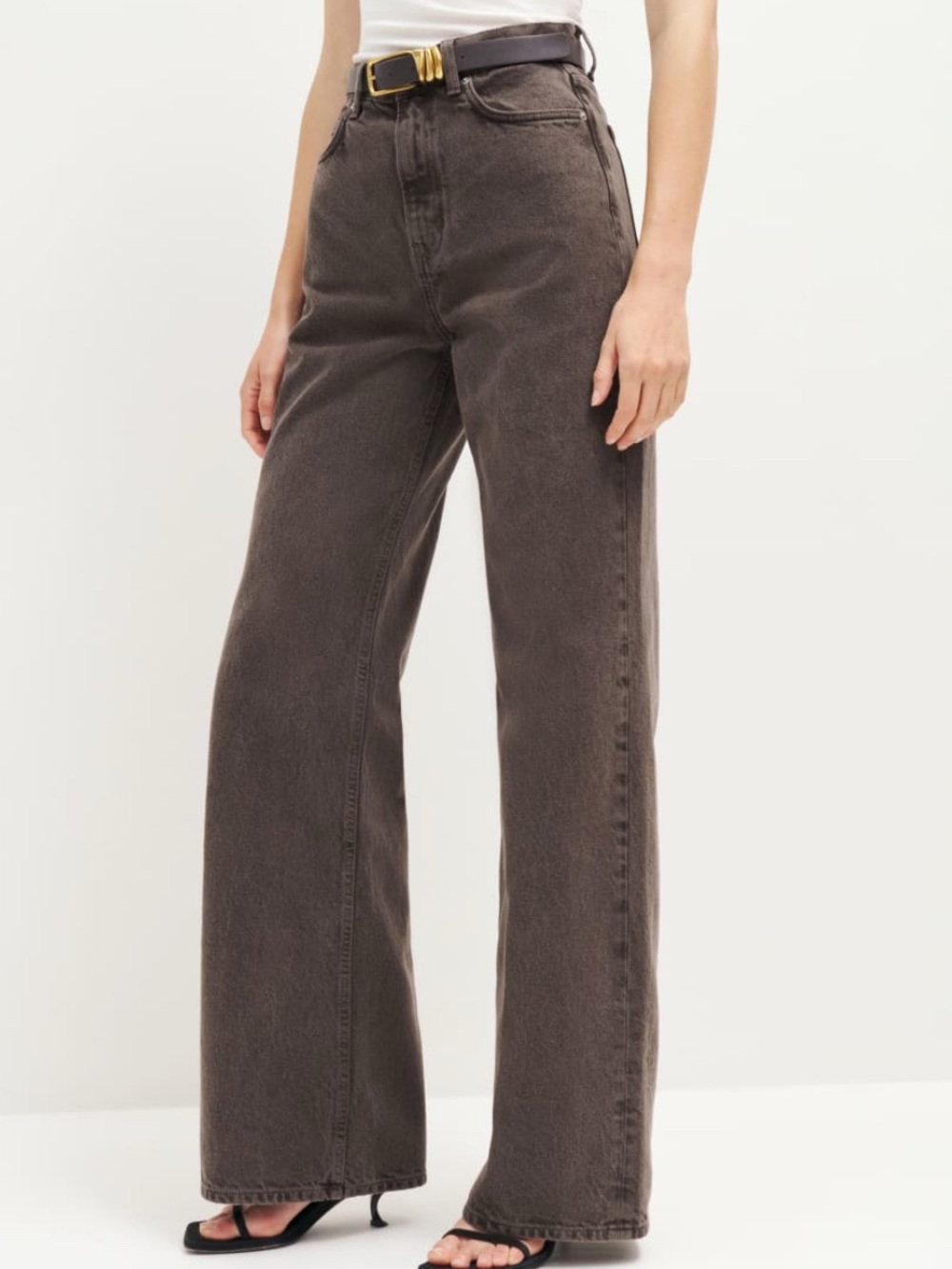 Reformation Cary High Rise Slouchy Wide Leg Jeans Brown Vintage Espresso Size 30